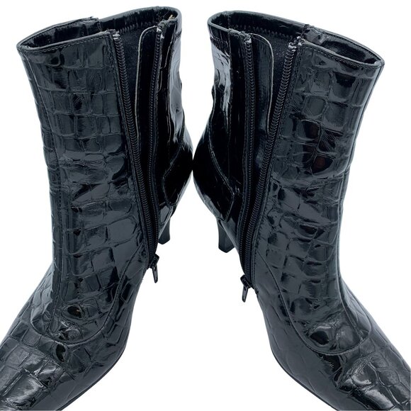 Black Ankle Glam Croco Boots - Picture 7 of 11